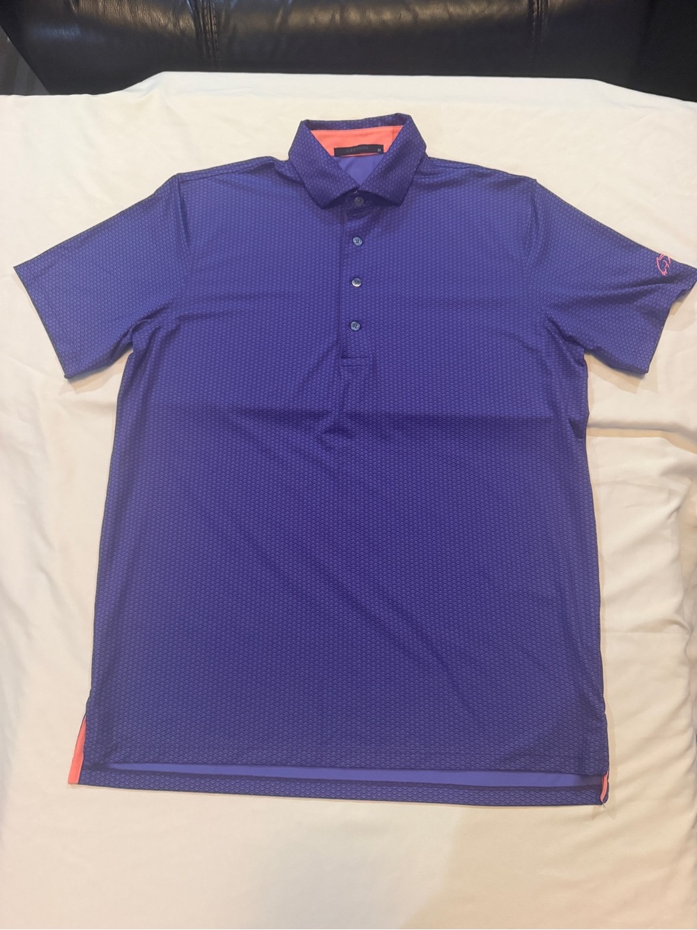 Greyson Mens Purple Diamond Pattern Golf Polo W/Iron Horse Golf Club Logo Size M
